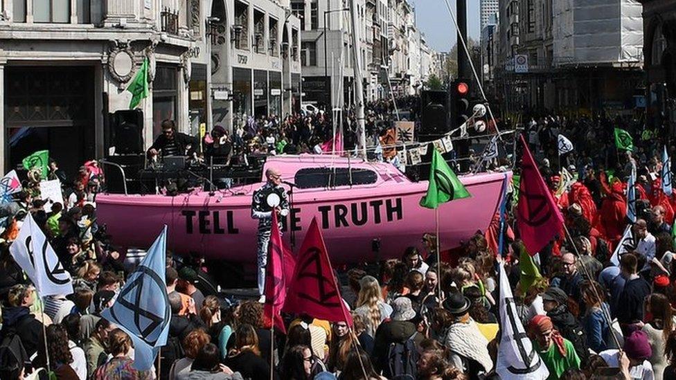 Extinction Rebellion protesters at Oxford Circus