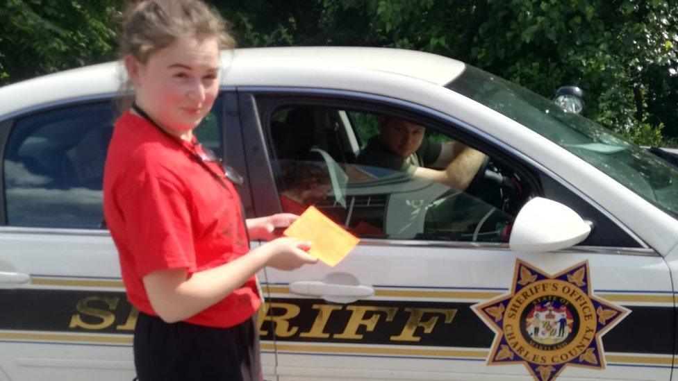 Ffion Jones with a Maryland sheriff