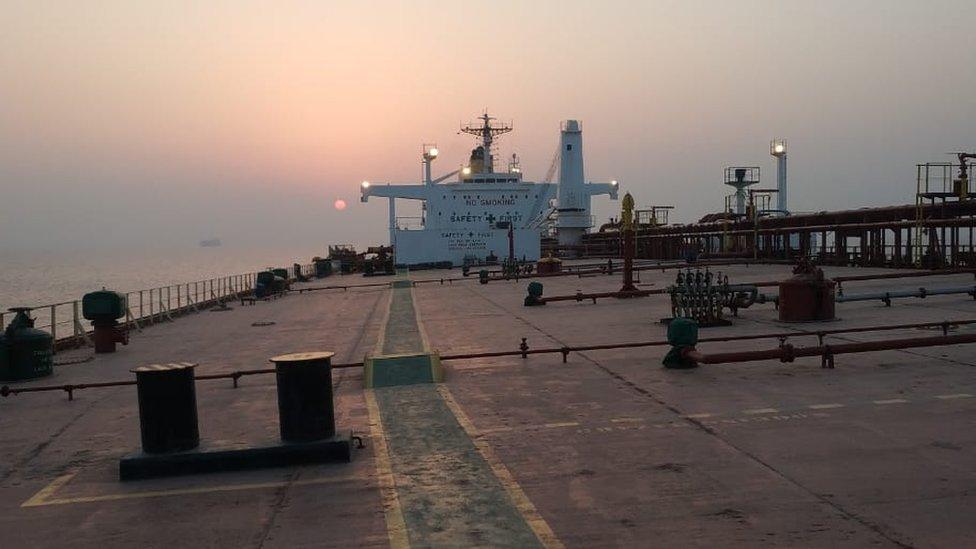 The Gulf Sky's deck at sunset