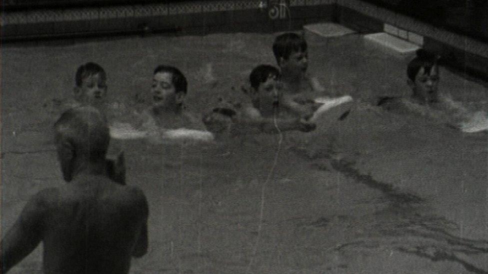 Young boys taking part in swimming classes at Templemore Baths in 1969