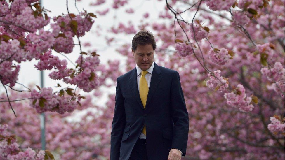 Nick Clegg near trees in Sheffield