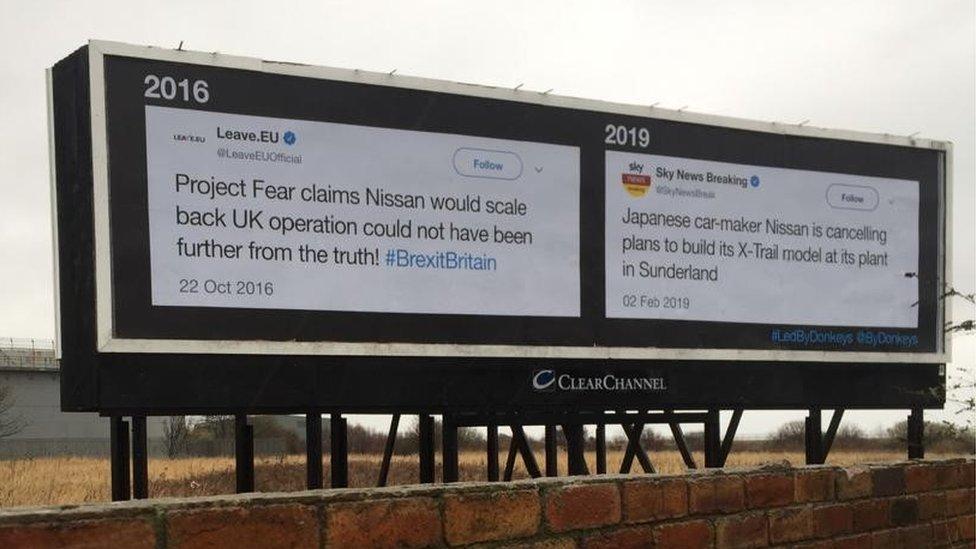 Billboard advertising erected by anti-Brexit group Led By Donkeys