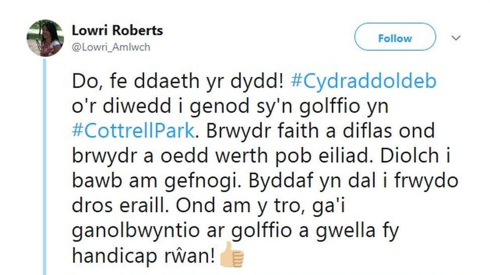 Cyfrif Twitter Lowri Roberts