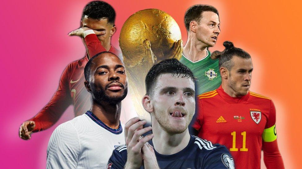 Ronaldo, World Cup trophy, Jonny Evans, Raheem Sterling, Andrew Robertson, Gareth Bale.