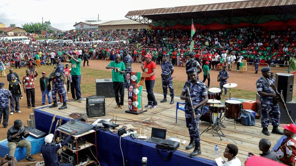 Burundi"s opposition National Freedom Council (CNL), presidential candidate Agathon Rwasa, addresses supporters during a campaign rally in Ngozi province, Burundi April 27, 2020