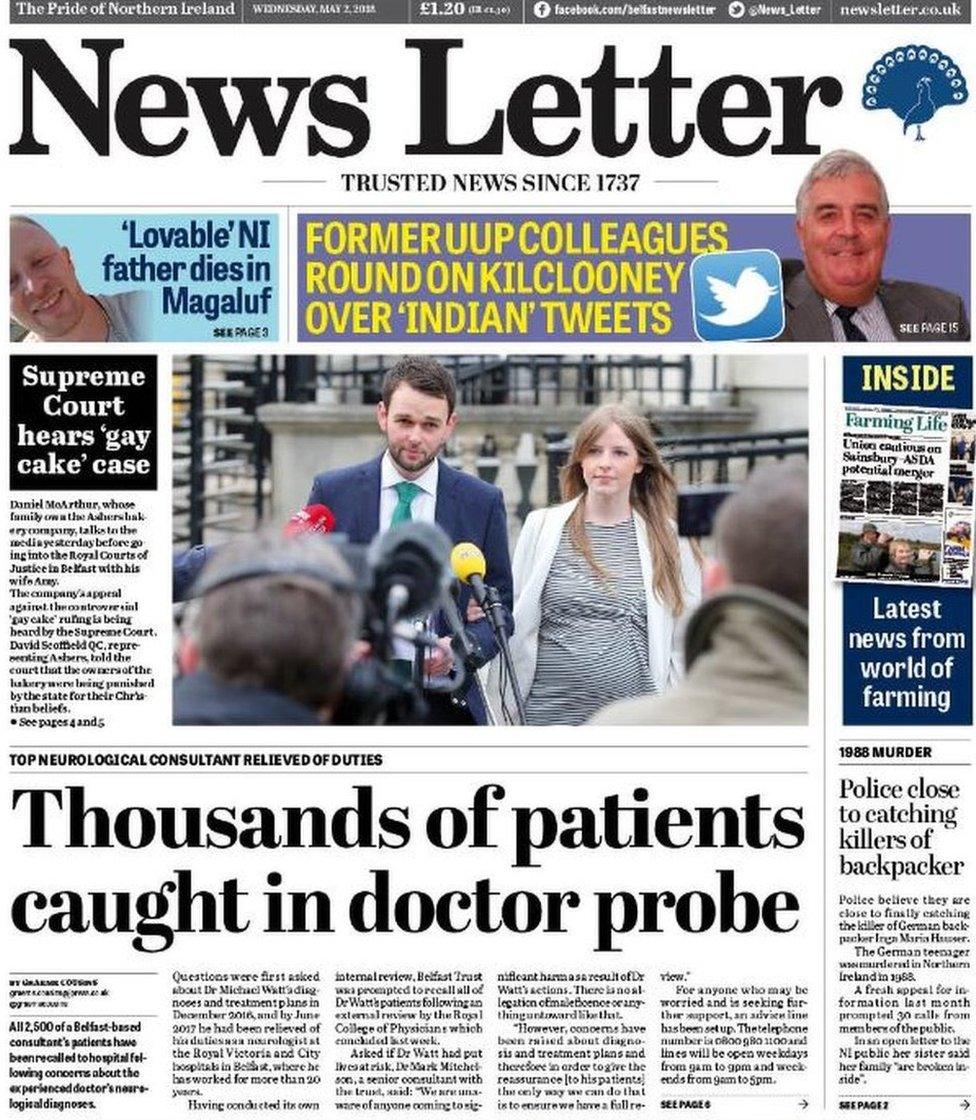 News Letter front page Tuesday 2 May