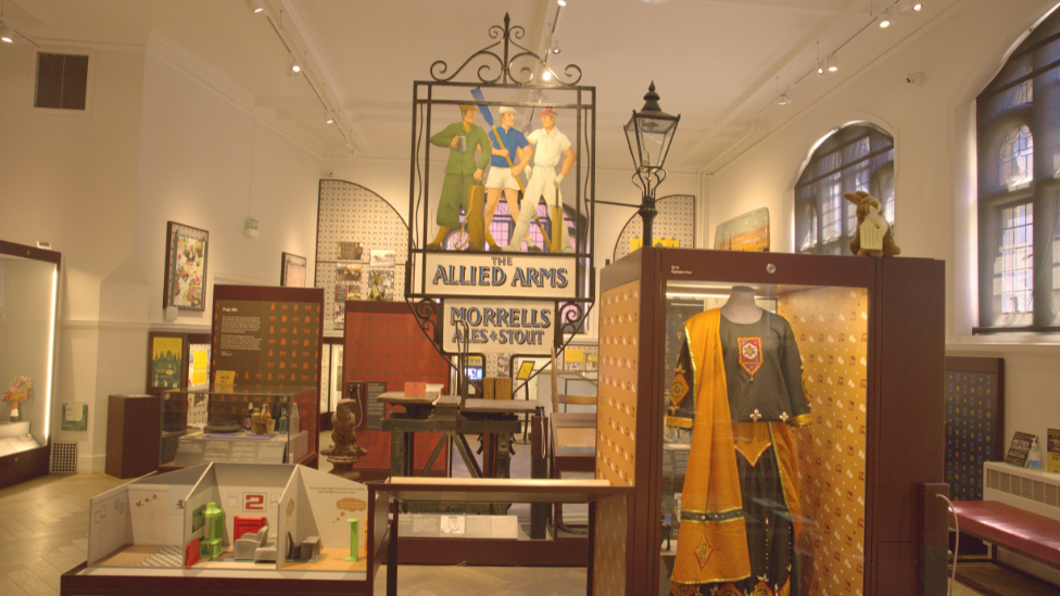 The inside of the Museum of Oxford, which has various displays.
