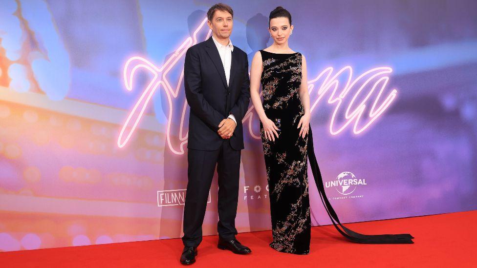 Sean Baker (L) and US actor Mickey Madison (R) pose on the red carpet for the 'Anora' gala screening at the BFI London Film Festival, in London, Britain, 11 October 2024