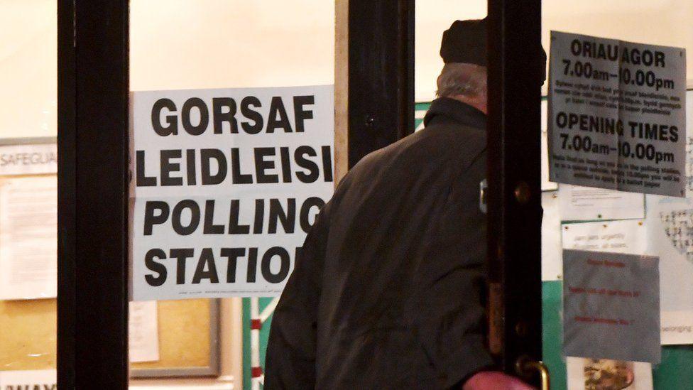 Polling station sign