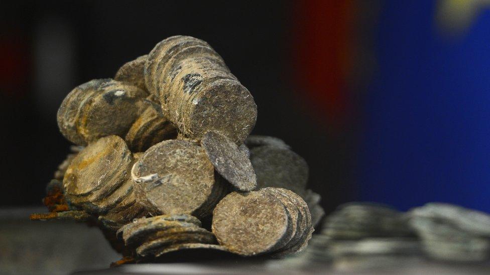 Coins retrieved from the Nuestra Senora de las Mercedes.