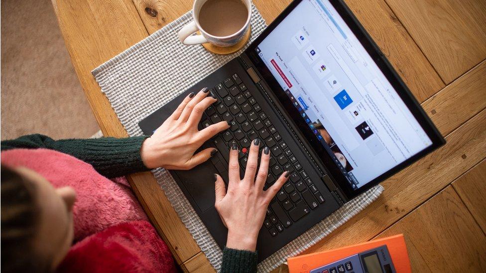 Woman working from home