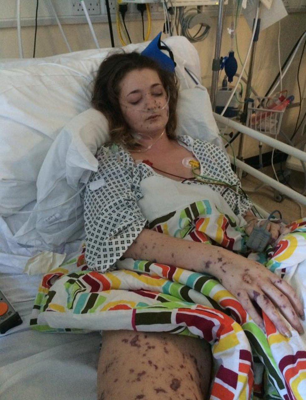 Charlene Colechin in hospital bed