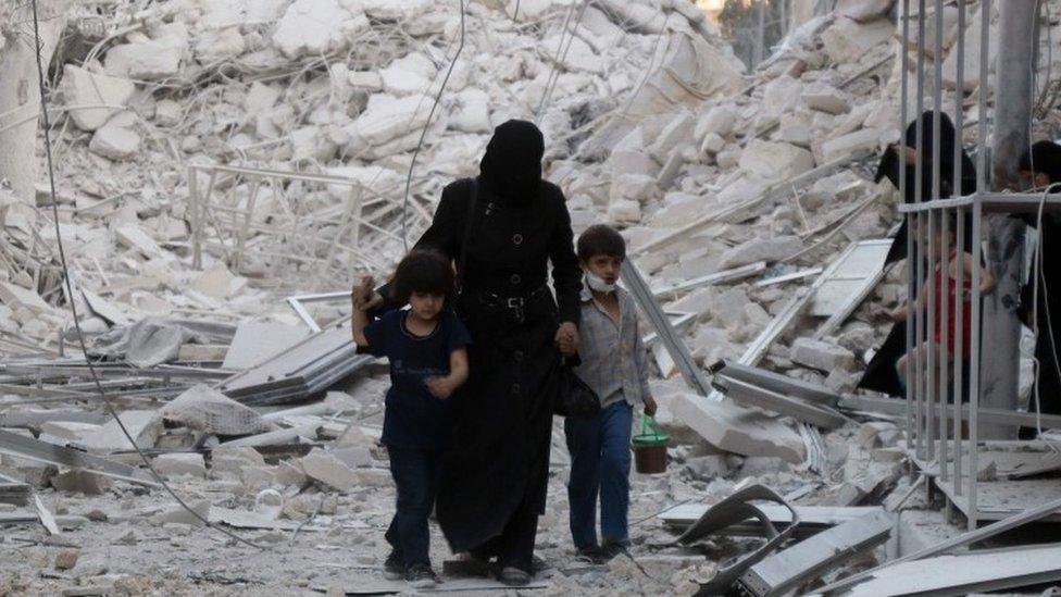 Air strike aftermath in Aleppo, 23 Sept