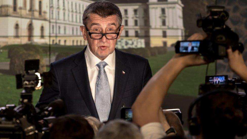 Czech Prime Minister Andrej Babis speaks to journalists in Prague on 14 November, 2018