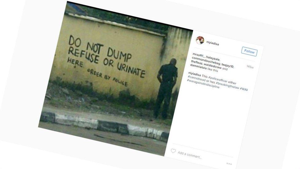 Picture of Instagram post on urinating