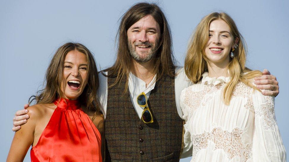 Ali Whitney, Ritchie Adams, and Hermione Corfield attend the world premiere for "The Road Dance" on Calton Hill during the Edinburgh Film Festival 2021 on August 24, 2021