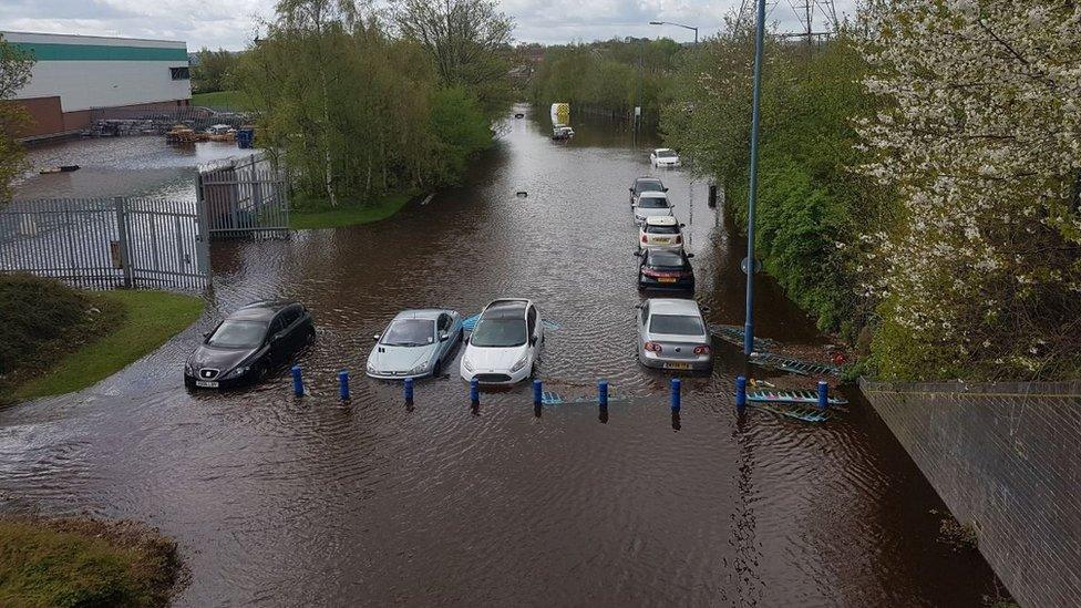 Parked cars submerged