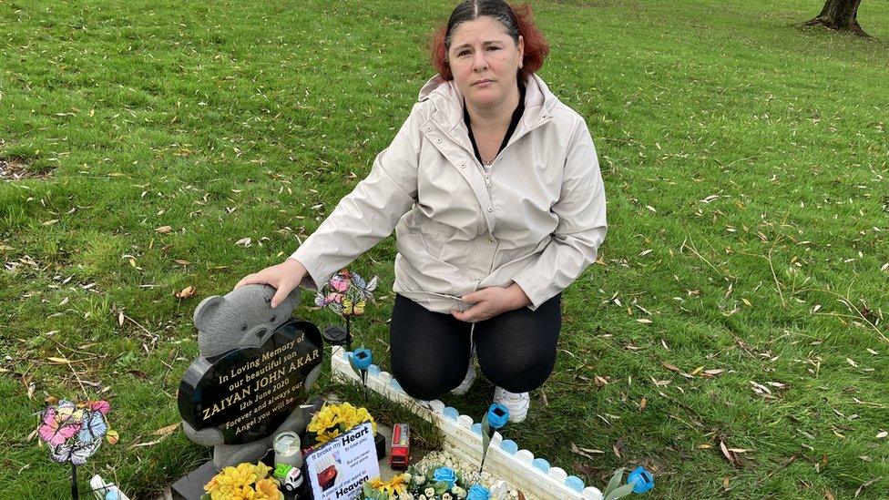 Hayley at Zaiyan's grave