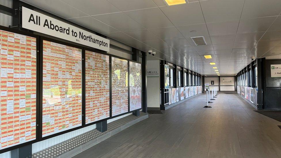 An empty Northampton railway station