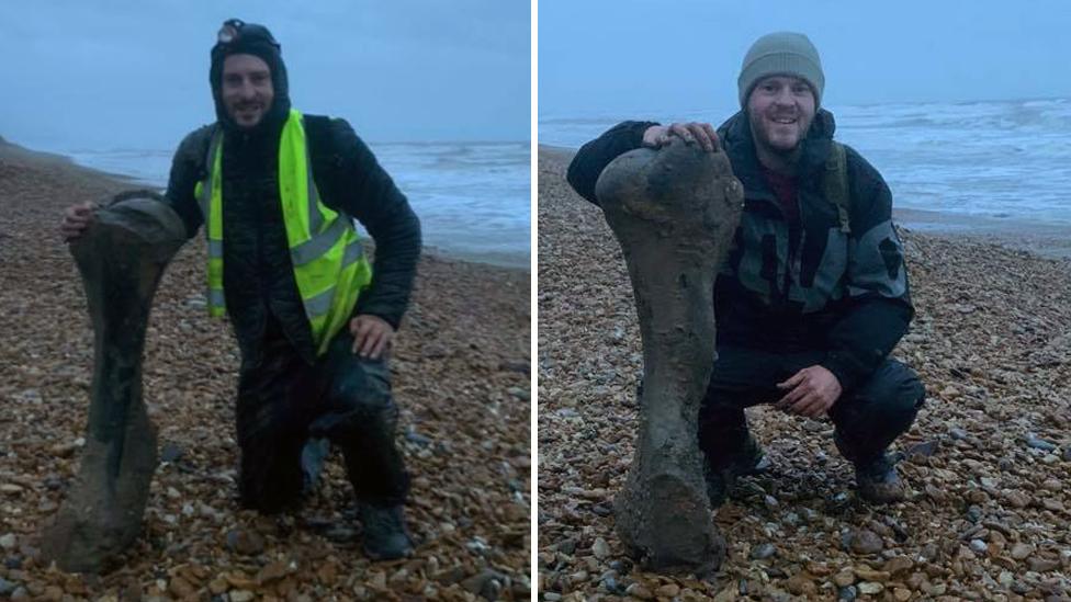 Joe and Luke Ferguson with their fossilised bone