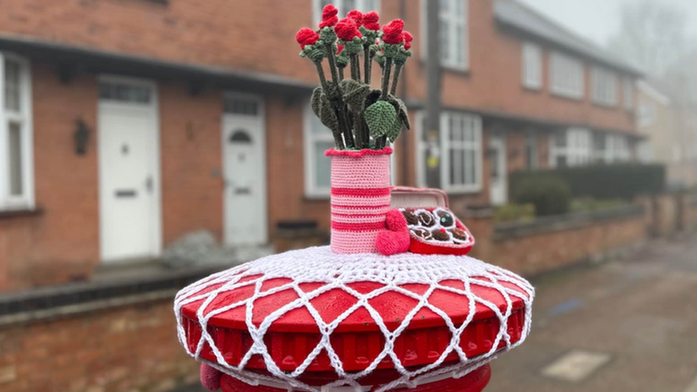 Valentine's Day postbox topper in Ruddington