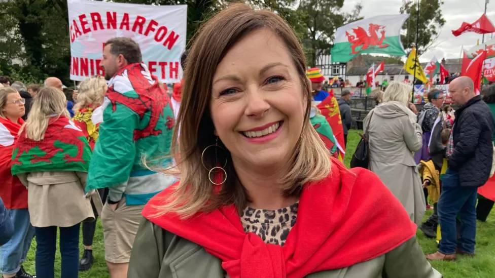 Angharad Gwyn at the Bangor pro-Welsh independence march