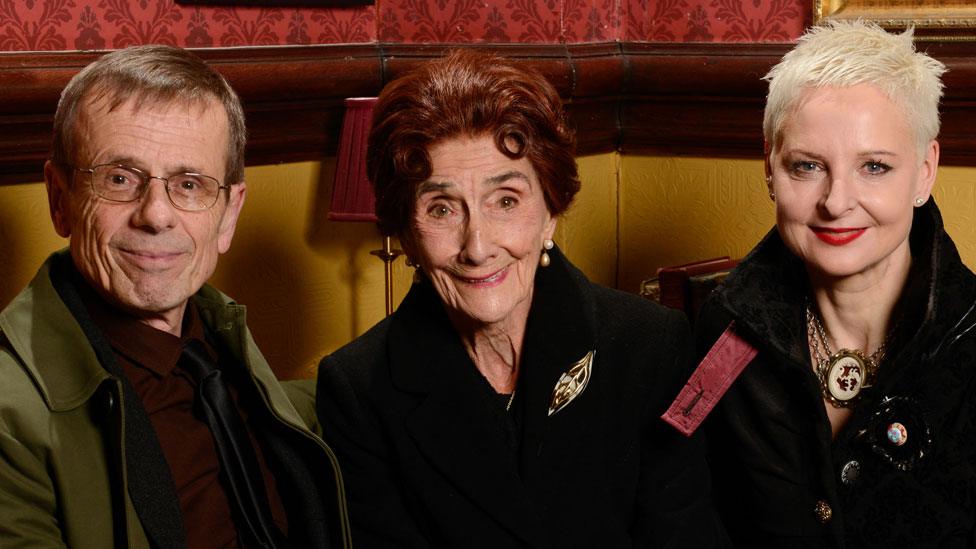 Tom Watt and Linda Davidson with June Brown