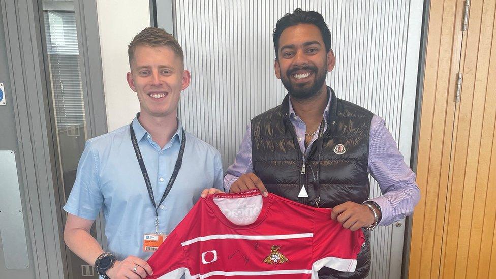 Jack Hutchinson (left) with fellow Rovers fan Aaron who won £4,000 on the same bet