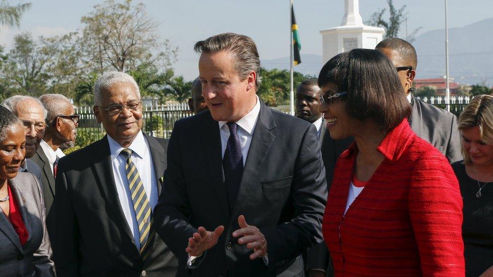 David Cameron and Portia Simpson Miller in Jamaica