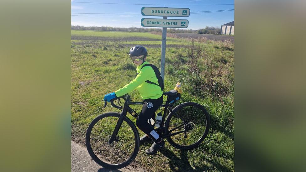 Boy on a bike in France