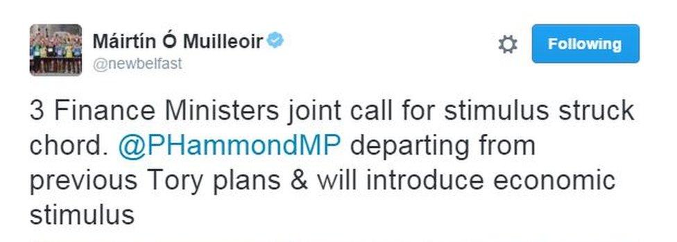 Finance Minister Máirtín Ó Muilleoir Autumn Statement reaction