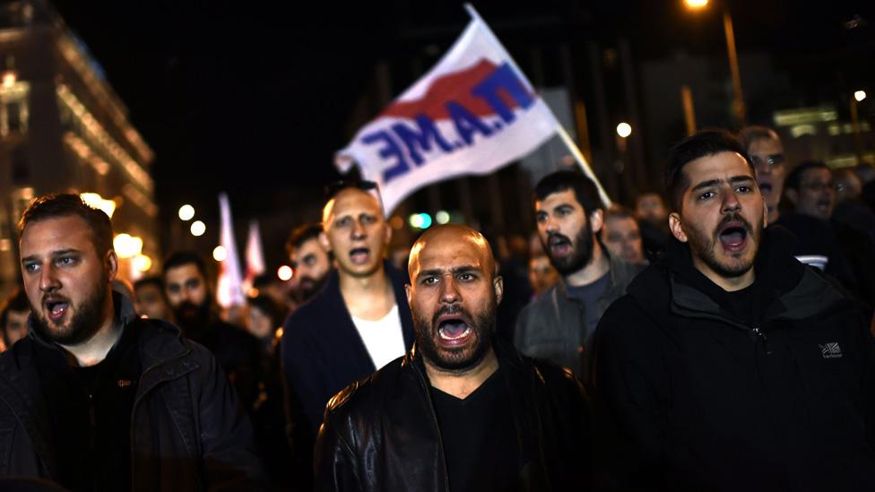 Anti-austerity protesters in Athens, November 2017