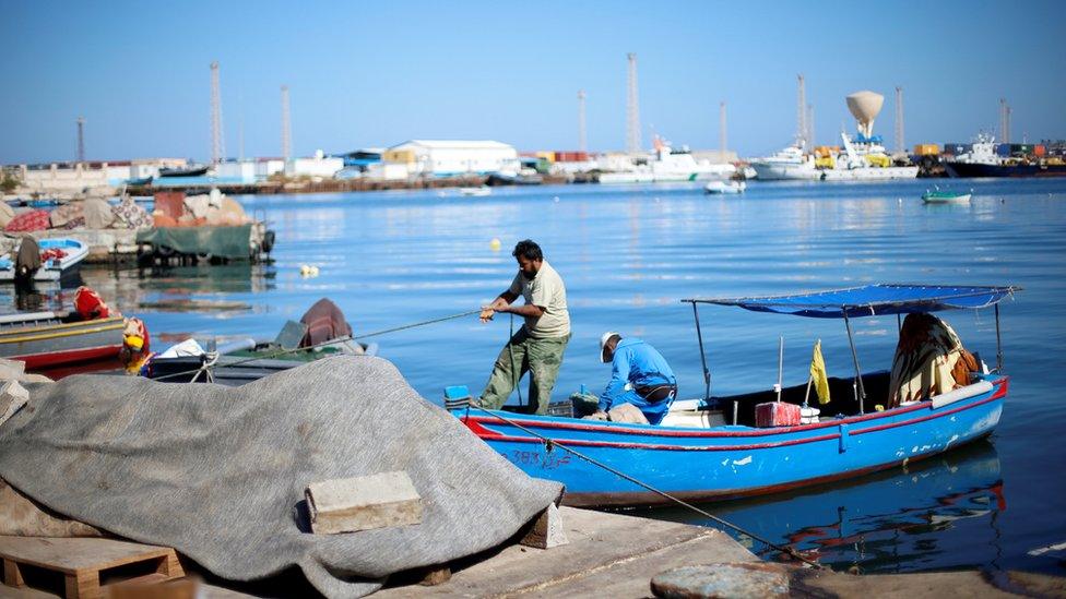 Libyan fishermen moor their boat at Tripoli harbour, Libya November 3, 2017.