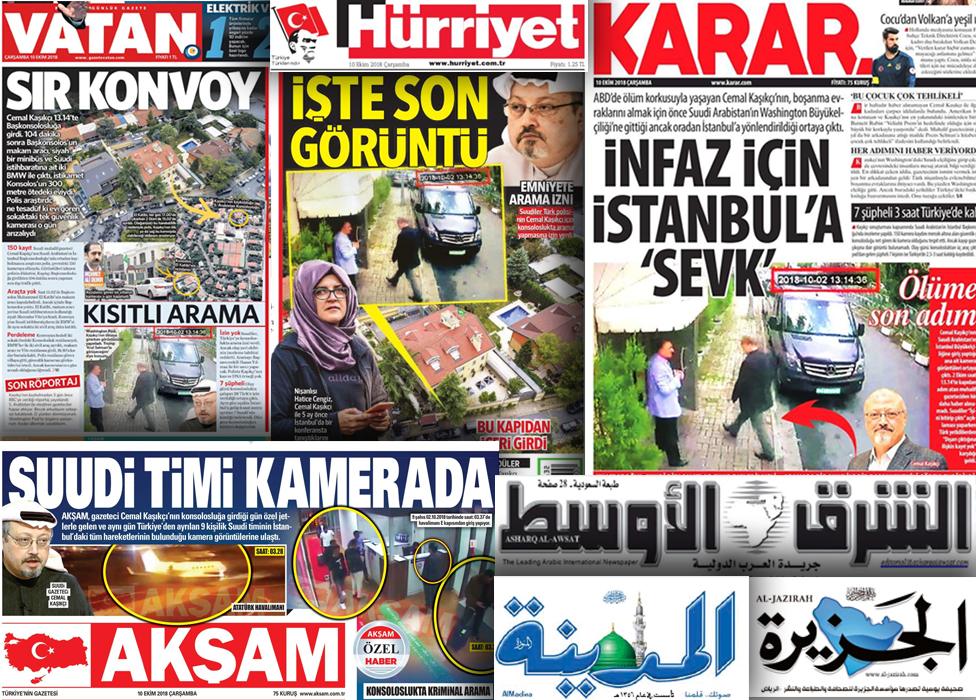 Turkish and Saudi front pages