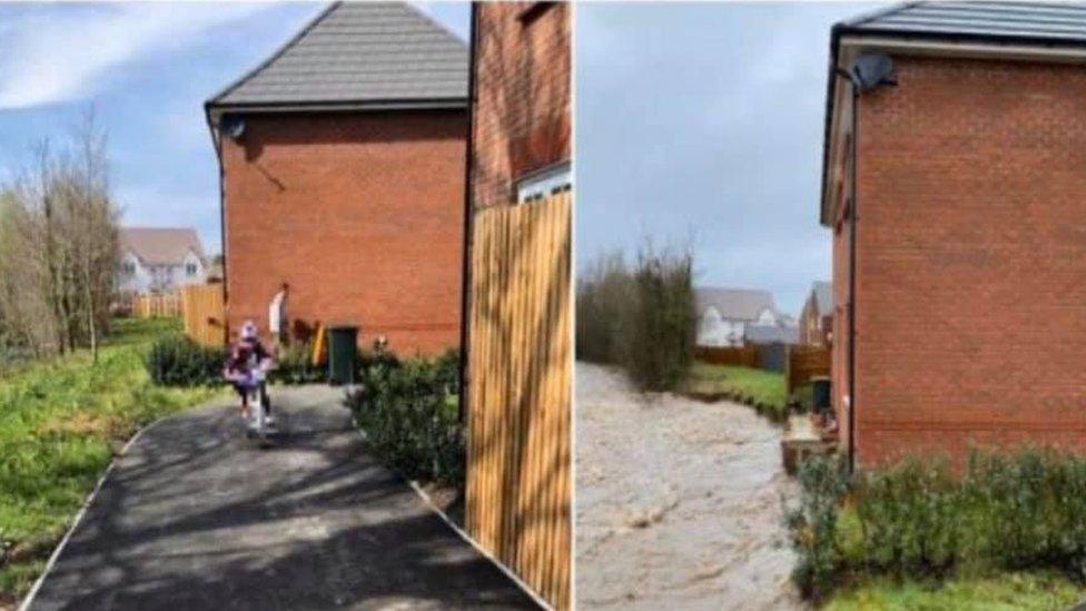 House before and after floods