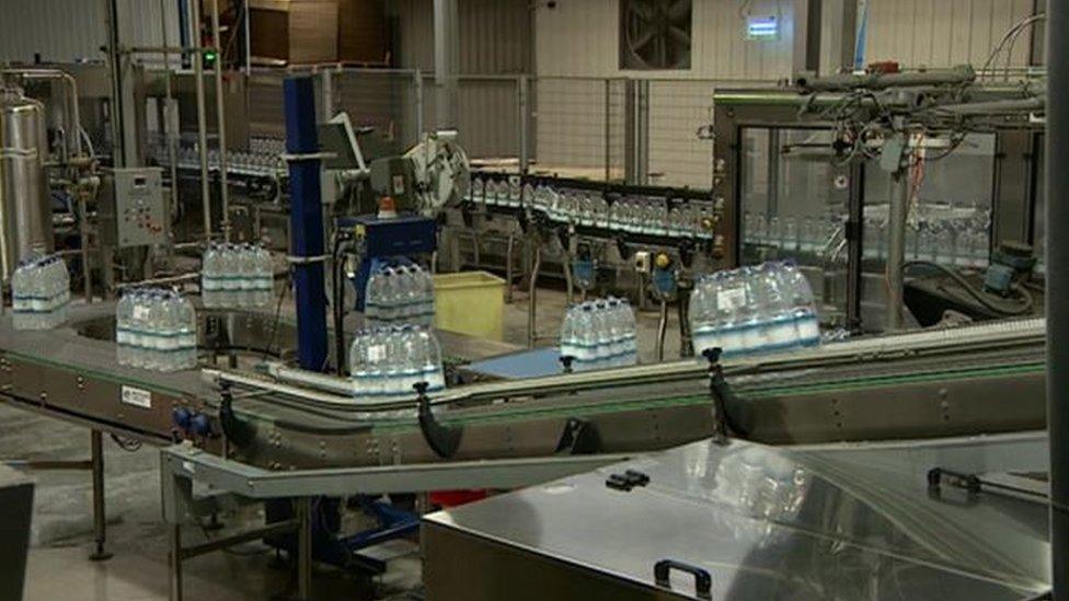 Bottled water production at factory