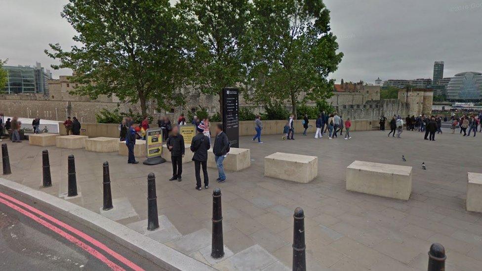 Concrete blocks near the Tower of London