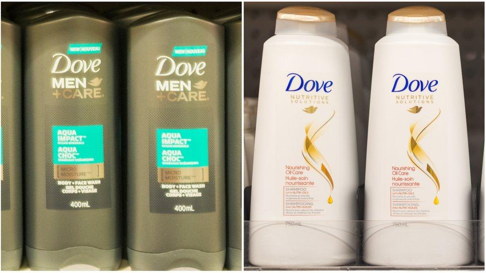 Dove bottles