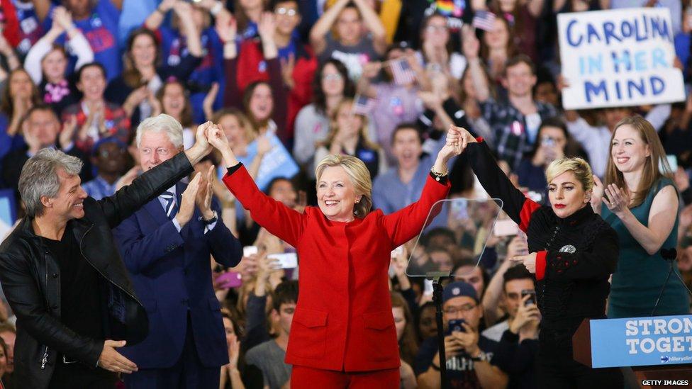 Lady Gaga at a Hilary Clinton event