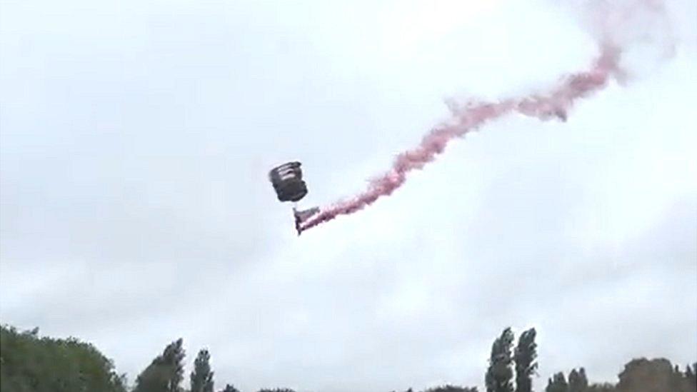 Baton arrives by parachute into East Park