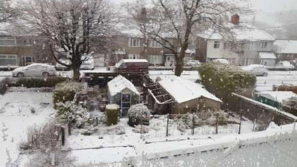 Snow in Buxton, Derbyshire