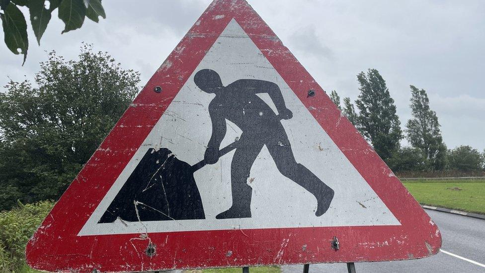 Roadworks sign