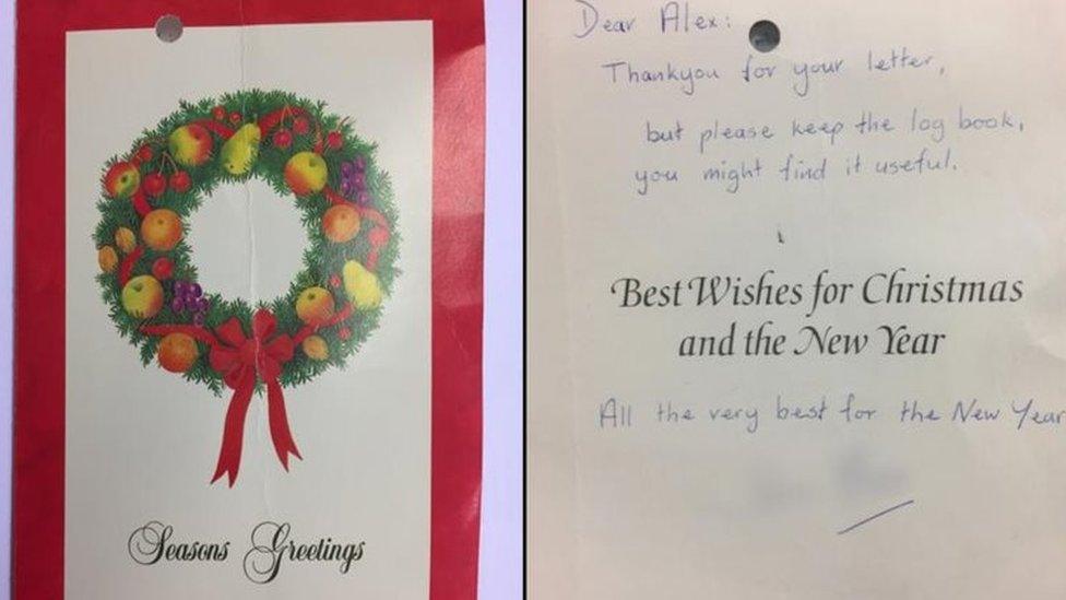 The Christmas card that Bateman claimed proved he had been given the log book