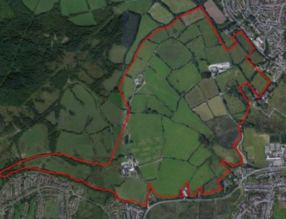 Aerial view of planning application