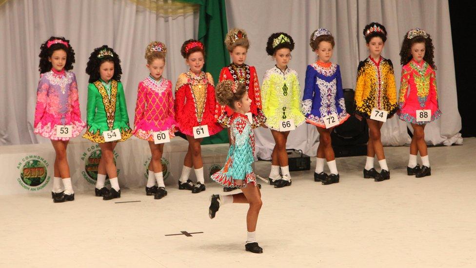 Irish dancers at the World Irish Dance Championships in Belfast