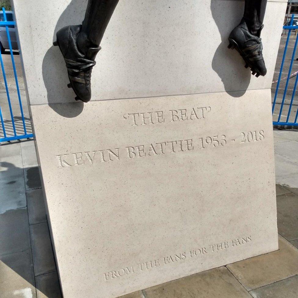 Statue to former Ipswich Town footballer, Kevin Beattie