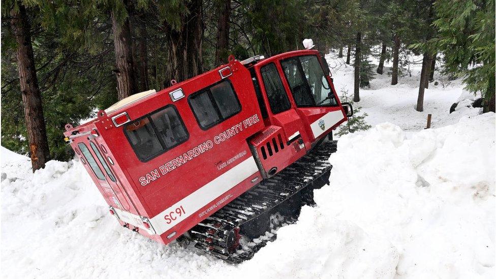 A snowcat in the snow