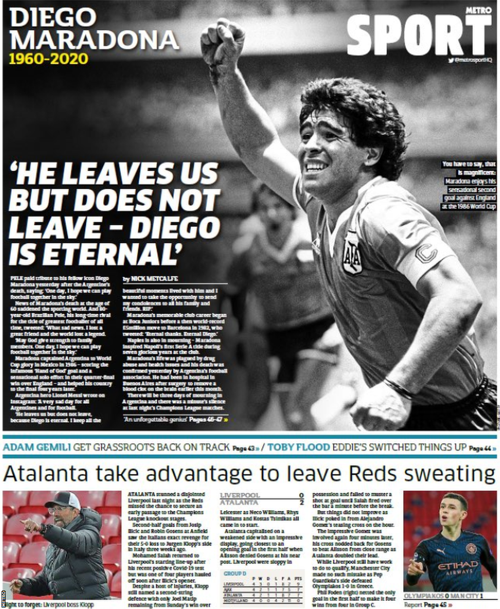 Metro back page