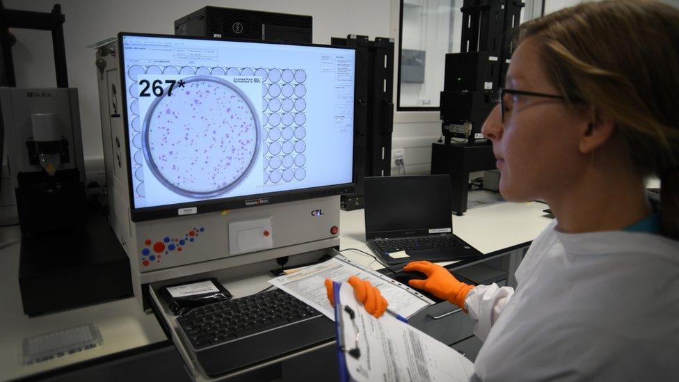 A scientist records test results at one of the new labs at the Health Security Agency, Porton Down