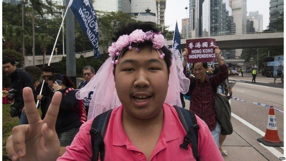 Pro-democracy protester in Hong Kong